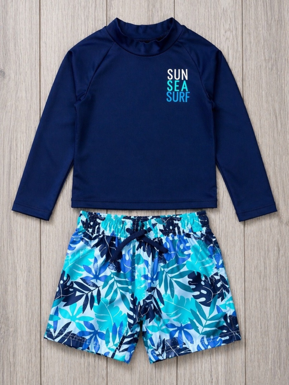 Toddler Boy Swim Set 2T Carter’s Rash Guard + Trunks Blue Sun Surf Outfit